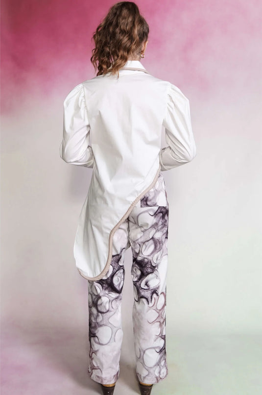 Rib Shirt Ivory Taupe