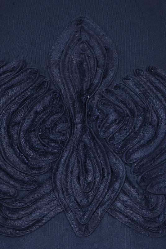 Camiseta Flor orquídea navy
