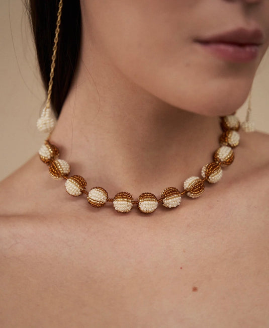 Juana Necklace Beige/Ocher