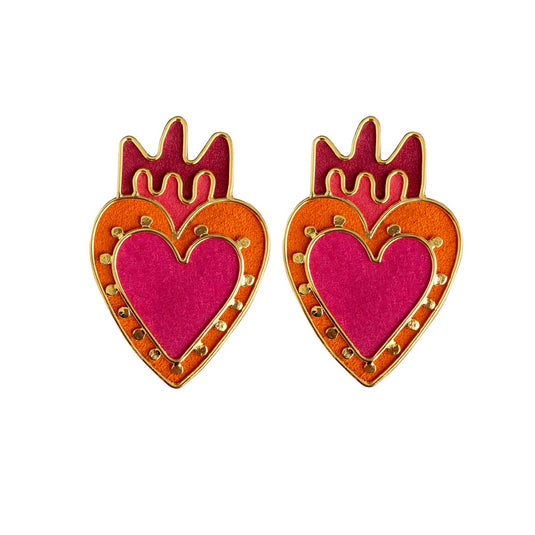 Aretes corazon y punto
