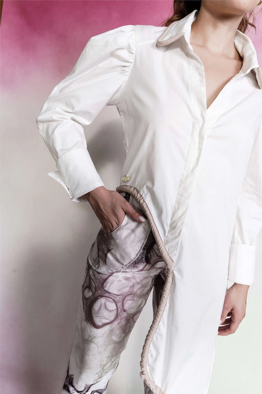 Rib Shirt Ivory Taupe