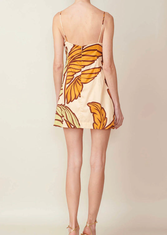 Vestido Corto Lazo Palma Naranja Verde