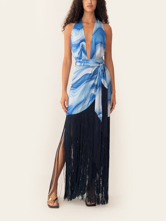 Sadie Dress Print Blue AZULU