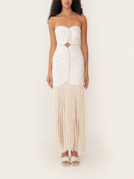 Joaquina Dress Ivory Seashells AZULU