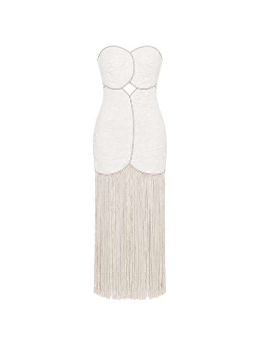Joaquina Dress Ivory Seashells AZULU