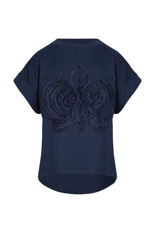 Camiseta Flor orquídea navy