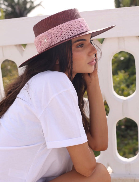 Sombrero Cinta Rosa Burgundy