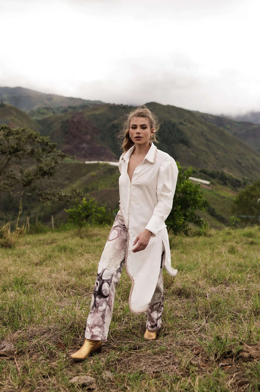 Rib Shirt Ivory Taupe