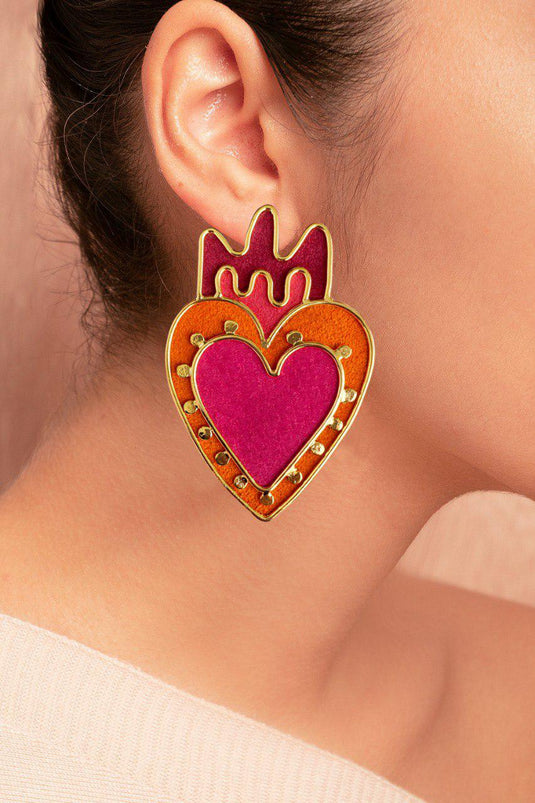 Aretes corazon y punto
