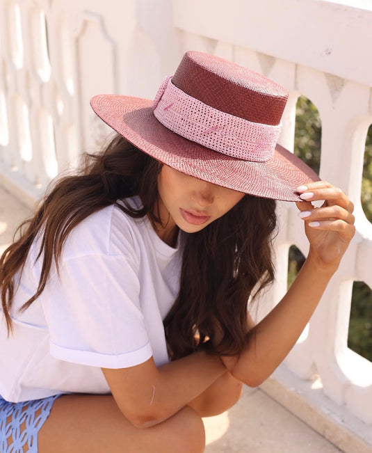 Sombrero Cinta Rosa Burgundy