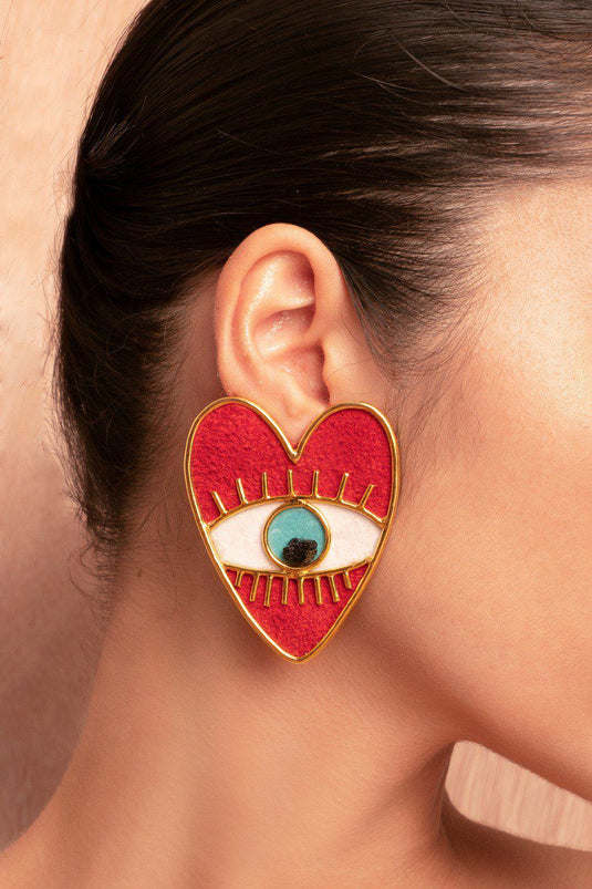 Aretes ojo corazon