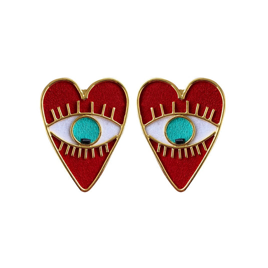 Aretes ojo corazon