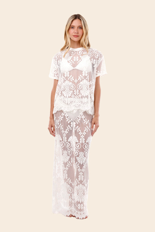 IVORY ENCAJE SLEEK SKIRT