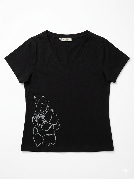 Camiseta Negra Flor DECADAS