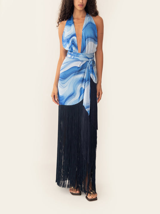 Sadie Dress Print Blue AZULU