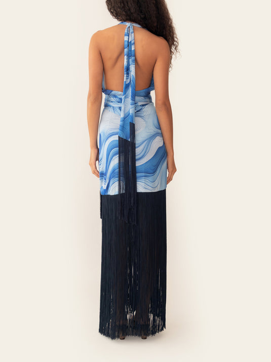 Sadie Dress Print Blue AZULU