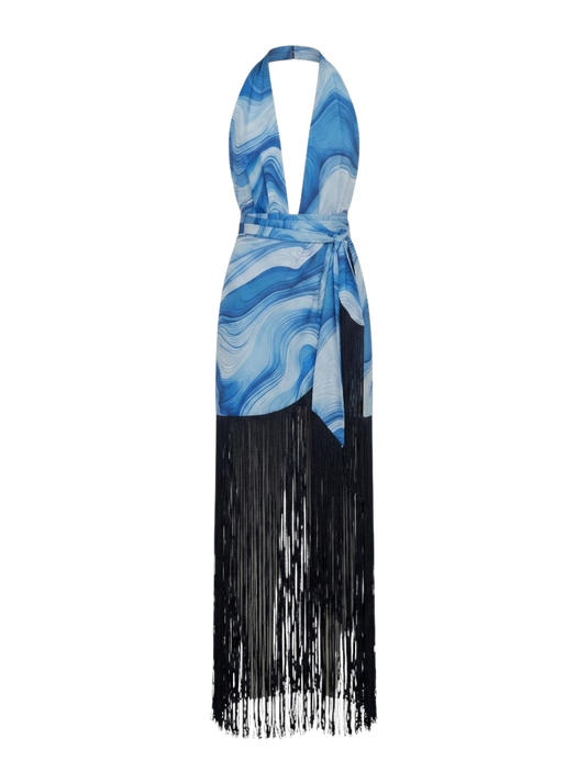 Sadie Dress Print Blue AZULU